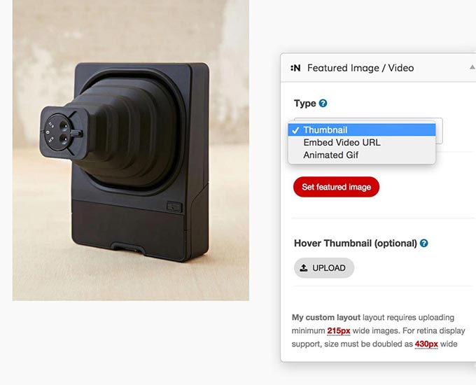 Featured Image / Video Options